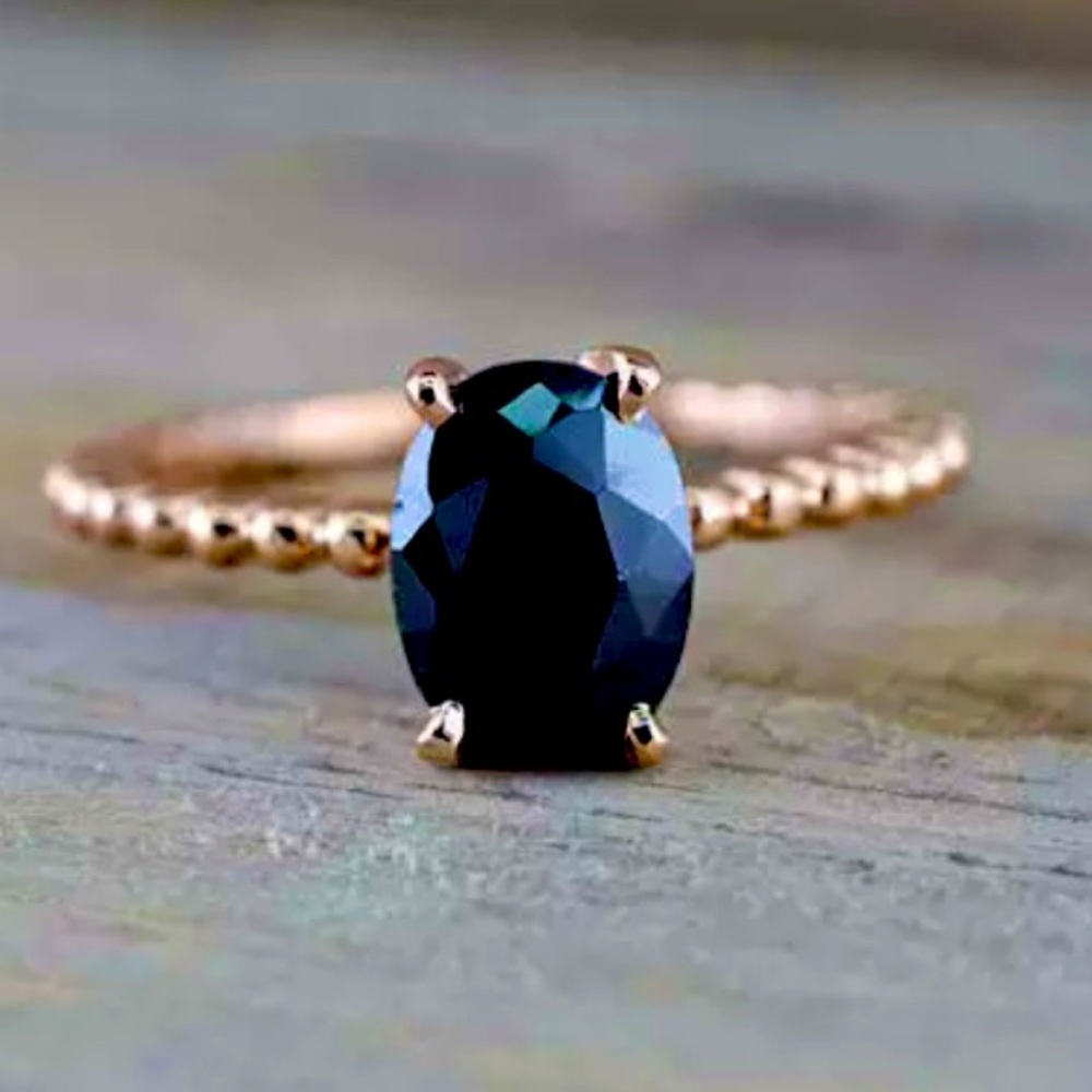 Black sapphire gold plated ring